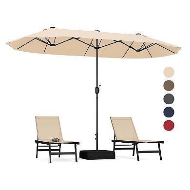 13 Foot Double Sided Patio Umbrella with Crank Handle
