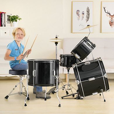 Kids Drum Set 5 Piece Beginner Full Drum Kit with Stool and Cymbals