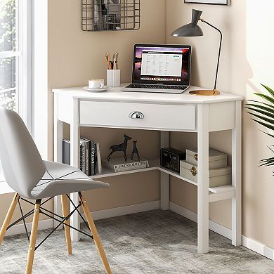 Corner Wooden Piece Laptop Computer Desk