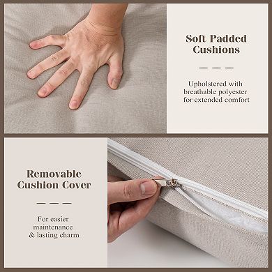 2 Pack Patio Aluminum Sofas with Wicker Backrest and Armrests