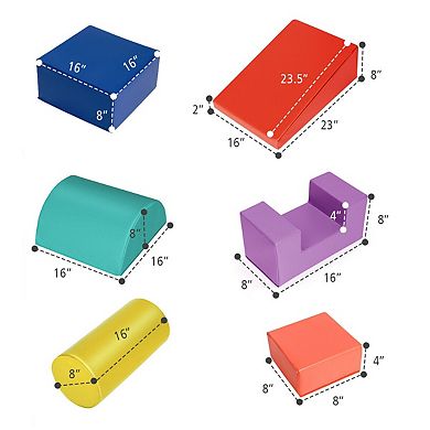 6 Piece Climb Crawl Play Set Indoor Kids Toddler -Red