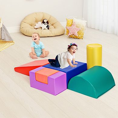 6 Piece Climb Crawl Play Set Indoor Kids Toddler -Red