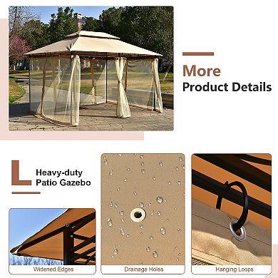 Patio Gazebo Canopy Tent With Removable Mesh Sidewalls 10 x 13 Ft