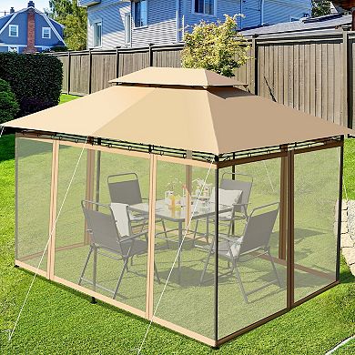 Patio Gazebo Canopy Tent With Removable Mesh Sidewalls 10 x 13 Ft