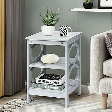 2 Piece 3 Tier Nightstand Sofa Side End Table Set with Storage Shelf