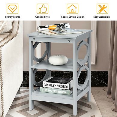 2 Piece 3 Tier Nightstand Sofa Side End Table Set with Storage Shelf