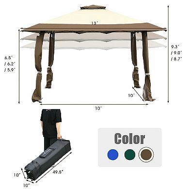 13 x 13 Ft Pop Up Gazebo Canopy Tent with Carry Bag for Patio Garden