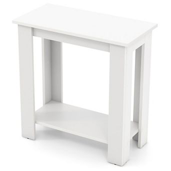 2 tier Modern Compact End Table with Storage Shelf