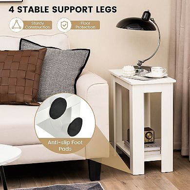 2 Tier Modern Compact End Table with Storage Shelf