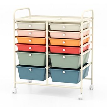 12 Drawer Rolling Cart Storage Scrapbook Organizer with Deep Bins