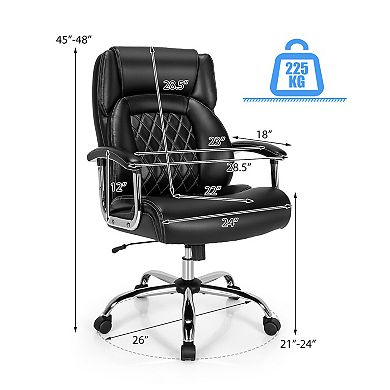 Big and Tall Adjustable Office Chair with Sturdy Metal Base-Black