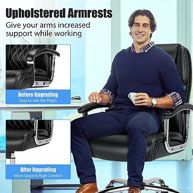 Big and Tall Adjustable Office Chair with Sturdy Metal Base-Black