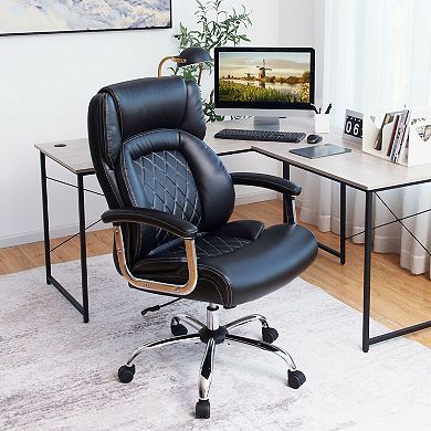 Big and Tall Adjustable Office Chair with Sturdy Metal Base-Black