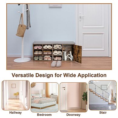 9 Cube Adjustable Shoe Storage Bench with Padded Cushion