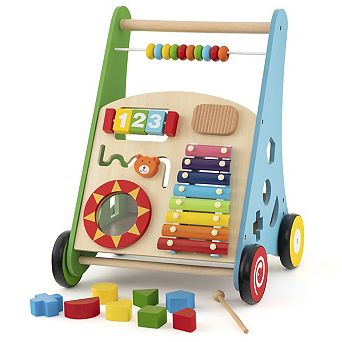 Toddler Push Walker Activity Center Toy with Burr-free Handle