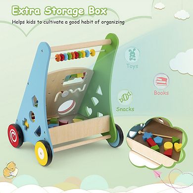 Toddler Push Walker Activity Center Toy with Burr-free Handle