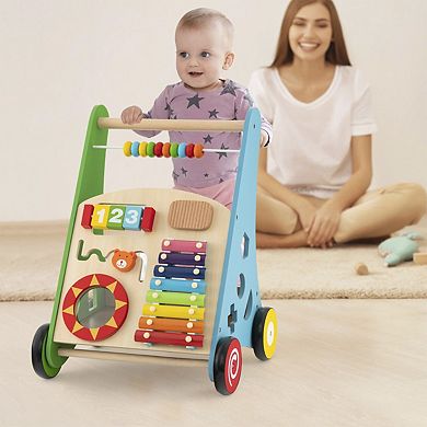 Toddler Push Walker Activity Center Toy with Burr-free Handle