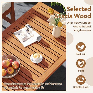 4 Piece Patio Furniture Set with Acacia Wood and Cushions