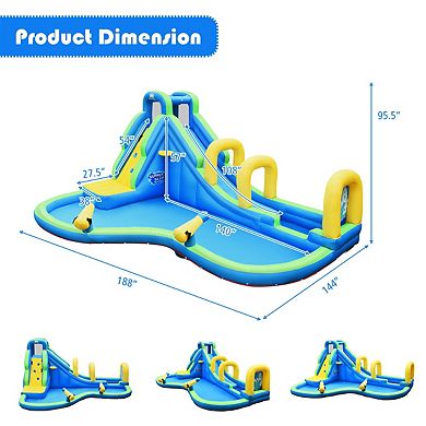 Inflatable Water Slide Bounce House Kids Water Park with Splash Pool