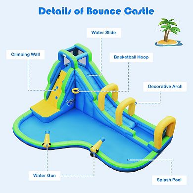 Inflatable Water Slide Bounce House Kids Water Park with Splash Pool