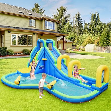 Inflatable Water Slide Bounce House Kids Water Park with Splash Pool