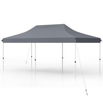 10 x 20 FT Pop-up Canopy Tent with Carrying Bag-Gray