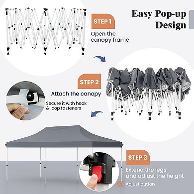 10 x 20 FT Pop-up Canopy Tent with Carrying Bag-Gray