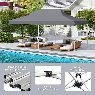 10 x 20 FT Pop-up Canopy Tent with Carrying Bag-Gray