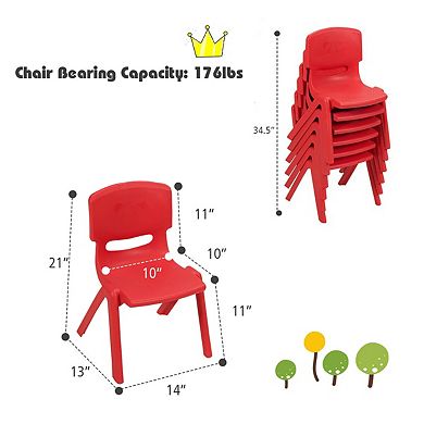 6 Pack Kids Plastic Stackable Classroom Chairs