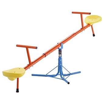 Kids Outdoor Seesaw with 360 Degree Spinning Seats and Stable Support for Ages 3 and Up