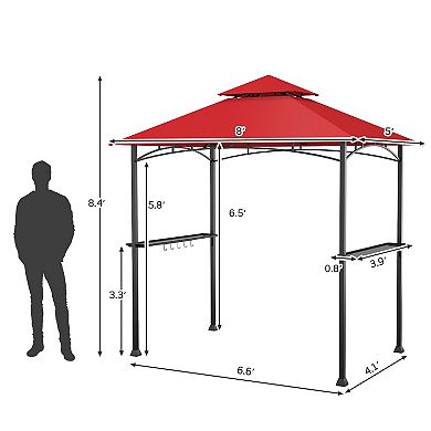 Outdoor Grill Gazebo 8 x 5 Ft Double Tier BBQ Canopy Shelter