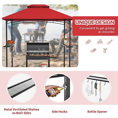 Outdoor Grill Gazebo 8 x 5 Ft Double Tier BBQ Canopy Shelter