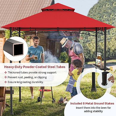 Outdoor Grill Gazebo 8 x 5 Ft Double Tier BBQ Canopy Shelter