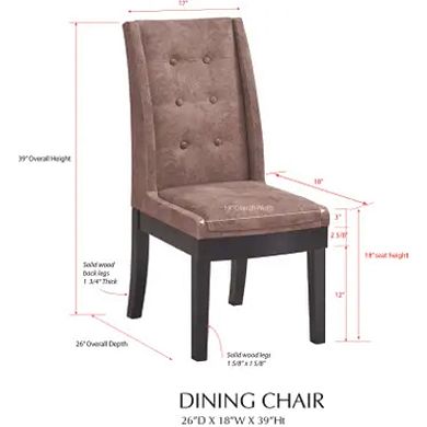 Set Of 2 Faux Leather Tufted Parson Dining Chairs