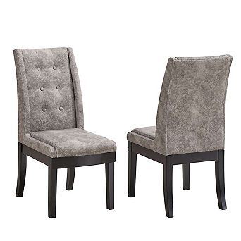 Set Of 2 Faux Leather Tufted Parson Dining Chairs