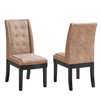 Kings Brand Furniture Set Of 2 Faux Leather Tufted Parson Dining Chairs