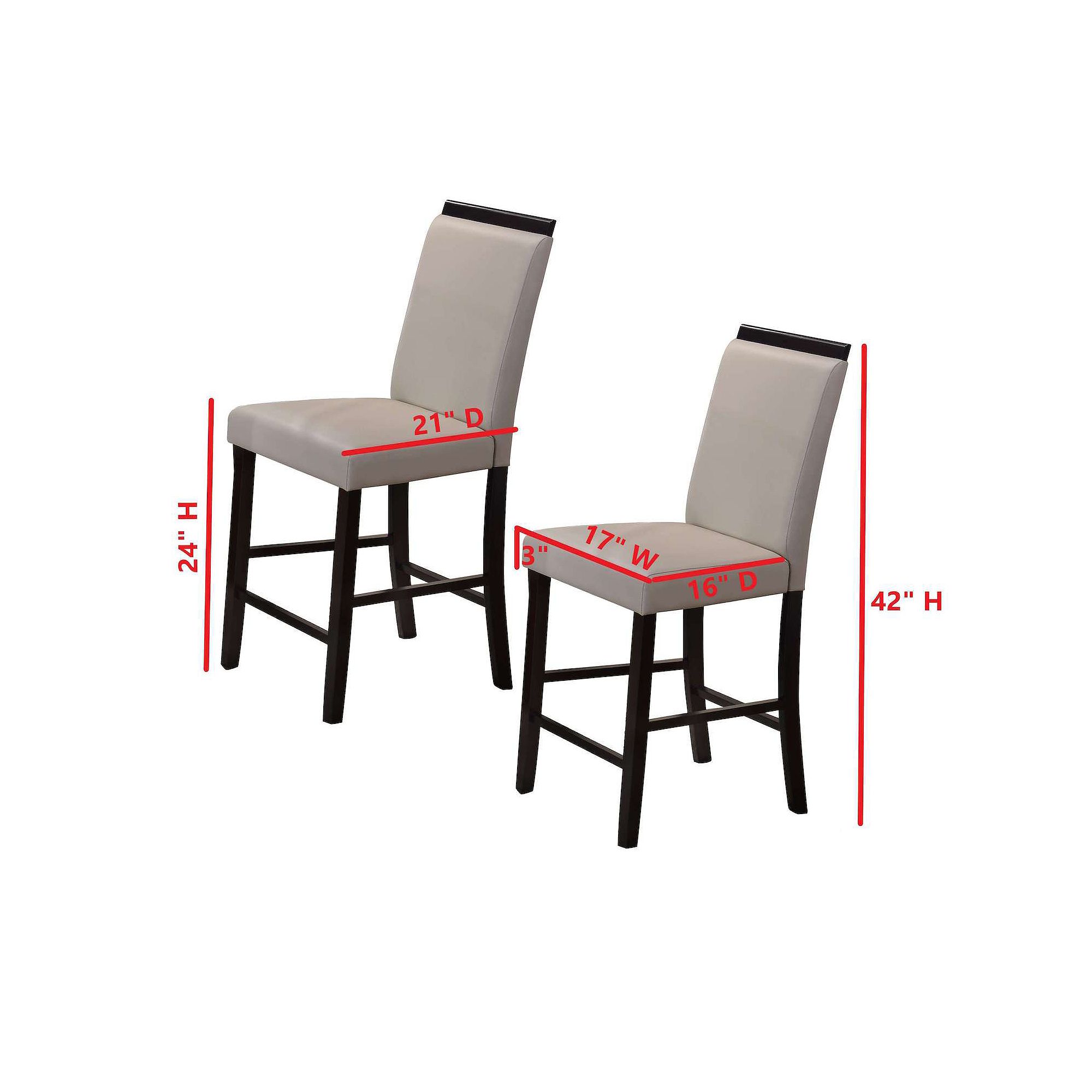 Dining chairs set of 2 dimensions diagram in inches