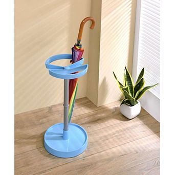 Kings Brand Furniture Modern Round Umbrella Stand Holder with Dual Compartments, Metal & Plastic