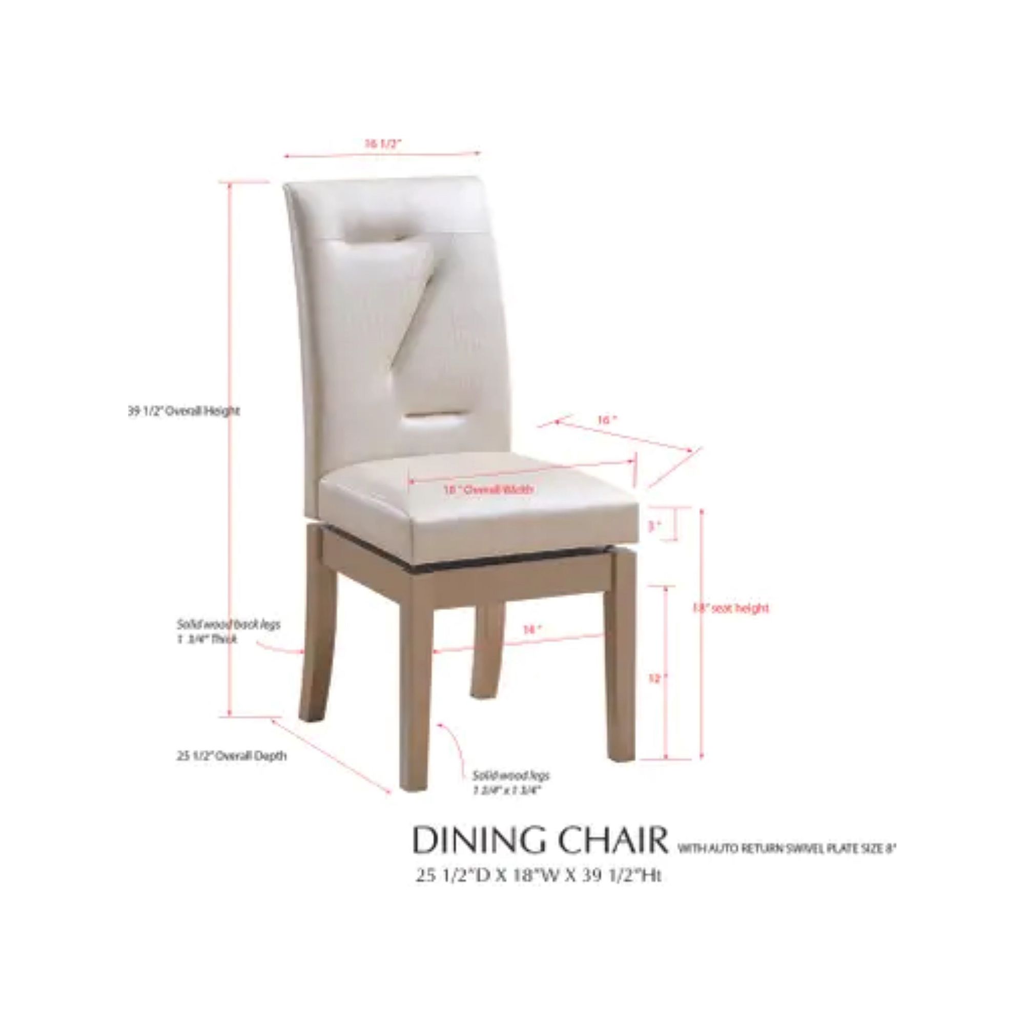 Dining chair dimensions diagram for modern upholstered chair