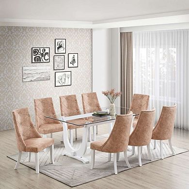 Set Of 2 Faux Leather Tufted Parson Dining Chairs