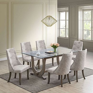 Set Of 2 Faux Leather Tufted Parson Dining Chairs