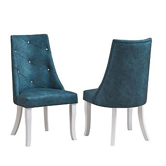 Set Of 2 Faux Leather Tufted Parson Dining Chairs