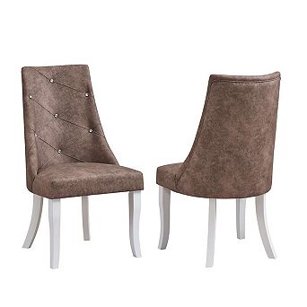 Kings Brand Furniture Set Of 2 Faux Leather Tufted Parson Dining Chairs
