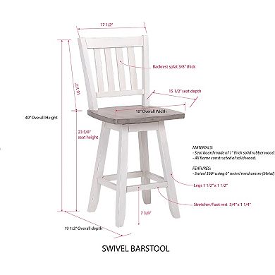 Kings Brand Furniture Set of 2 Swivel Stools and Solid wood Seat