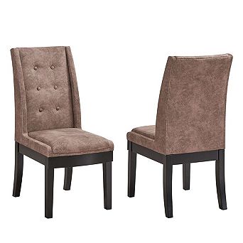 Kings Brand Furniture Set Of 2 Faux Leather Tufted Parson Dining Chairs