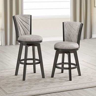 Kings Brand Furniture Set of 2 Swivel Stools and Solid wood Seat