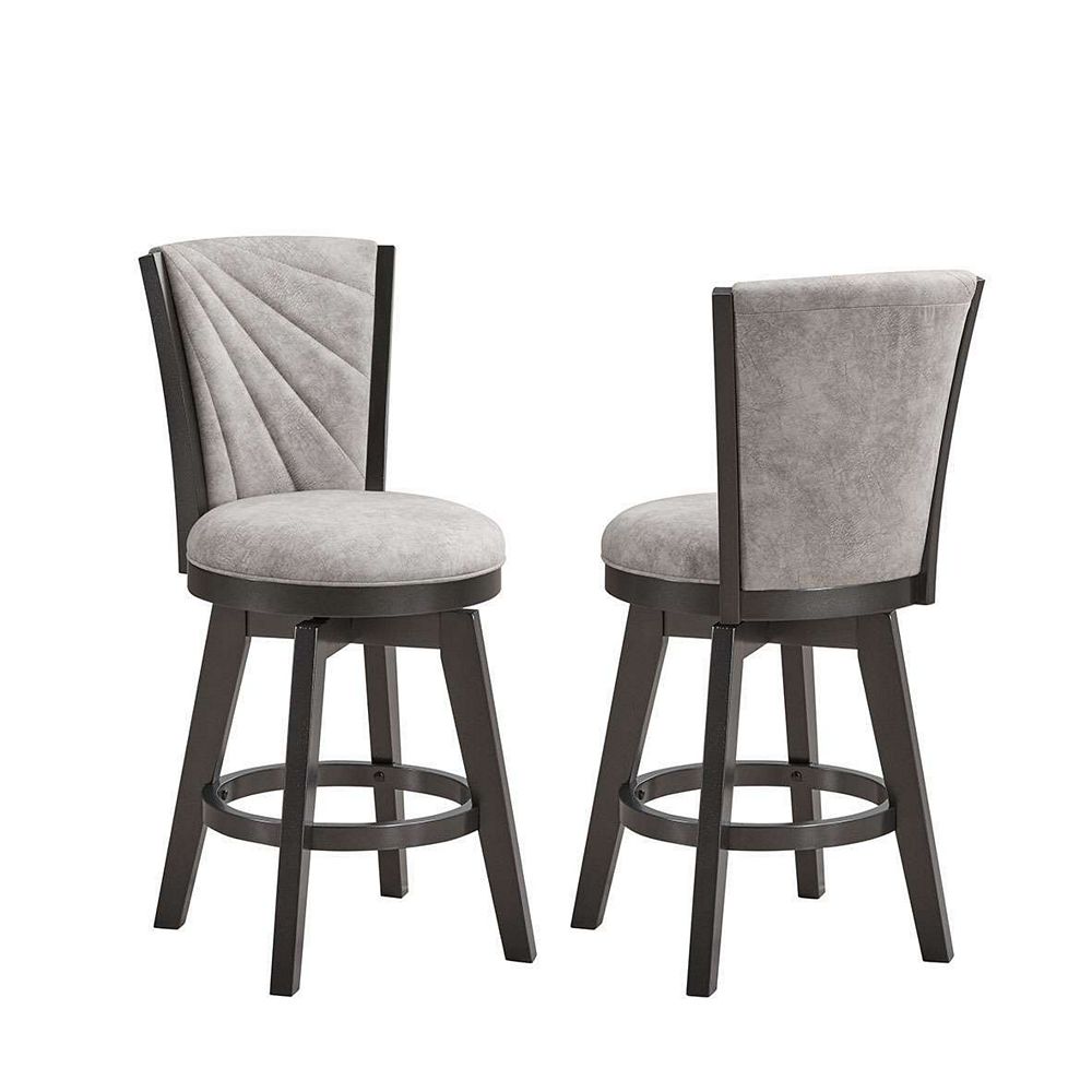 Kings Brand Furniture Set of 2 Swivel Stools and Solid wood Seat