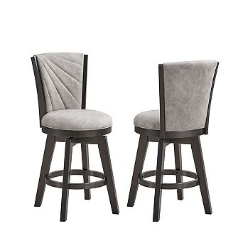 Kings Brand Furniture Set of 2 Swivel Stools and Solid wood Seat