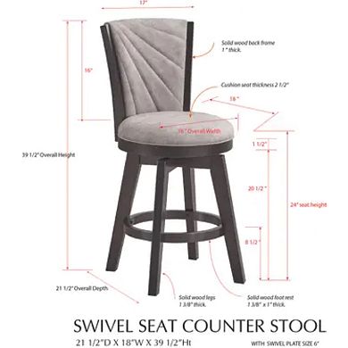 Kings Brand Furniture Set of 2 Swivel Stools and Solid wood Seat