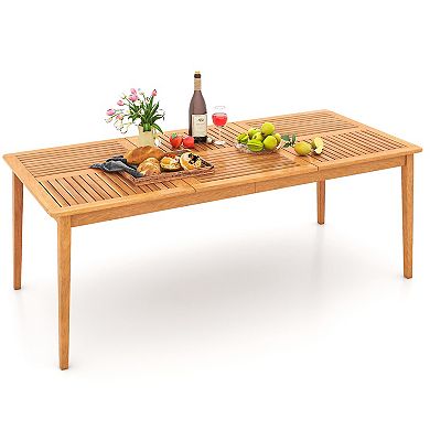 8 Person Outdoor Acacia Wood Rectangular Dining Table with Umbrella Hole